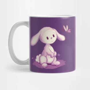 Cute little bunny watching a butterfly Mug